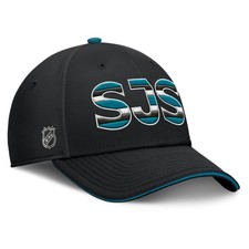 Cappello Uomo Fanatici Nero/Teal San Jose Sharks Autentico Pro Rink Team Code Flex