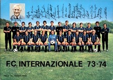 Cartolina calcio formazione squadra Inter 1973-1974 autografi stampati (B)