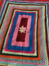 Coperta uncinetto lana Handmade Crochet/granny square couverture/plaid vintage