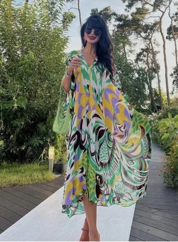 Zara caftano stampato aderente - zara,