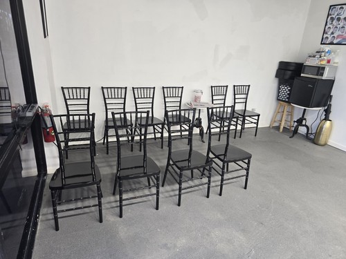 Black metal chiavari chairs - metal,