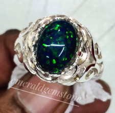 Anello da uomo opale nero naturale, anello in argento sterling 925 anello promessa anello in argento