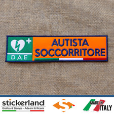 Toppa Toppe Patch AUTISTA SOCCORRITORE DAE su base arancio fluo velcro da 25 cm 