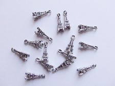 6pz charms ciondoli mini Torre Eiffel 3D colore tibetano 18x6mm bijoux