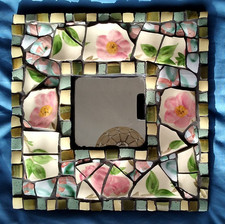 Specchio fiori mosaico, unico