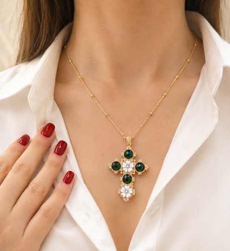 Collana croce argento 925 oro - 925,