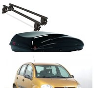 BOX AUTO PORTABAGAGLI G3 HELIOS 400 NERO+BARRE PORTATUTTO PER CITROEN C3 5P 2004