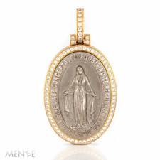 Medaglione ciondolo Madonna 750/- rosa, oro giallo e bianco diamanti ct. 1,85 (22353)