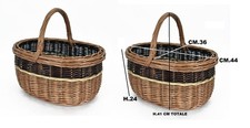 CESTO ROBUSTO OVALE CON MANICO VIMINI 44x36xH24 RACCOLTA FUNGHI NOCI FRUTTA 2025