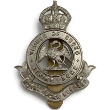 Royal Buckinghamshire Yeomanry Bucks Hussars Cap Badge - J.R.GAUNT LONDON Maker