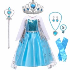 Costume Halloween Regina delle Nevi Anna Frozen Principessa Elsa Bambina Vestito Cosplay Festa