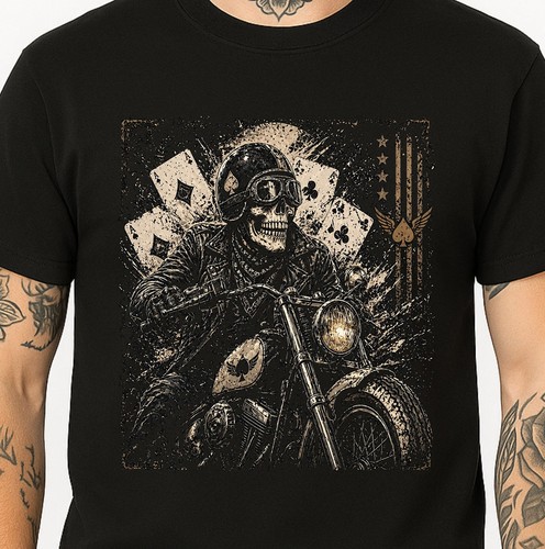 Shirt skull biker scheletro - skull,