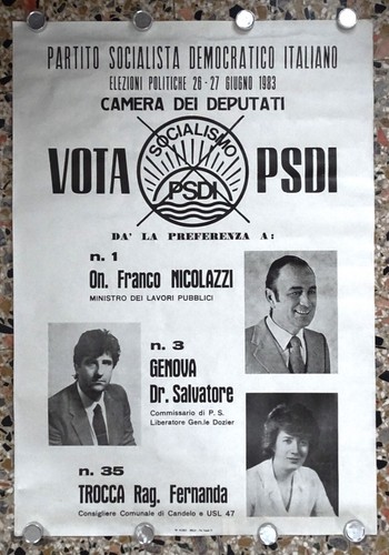 Raro manifesto psdi partito - raro,