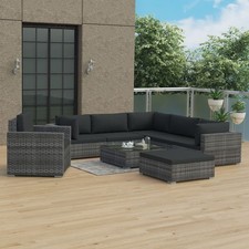 Set Divani da Giardino 8 pz con Cuscini Polyrattan Nero Arredi Esterno vidaXL