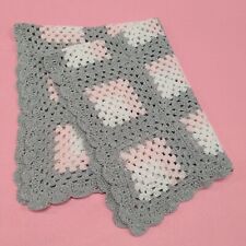 COPERTINA DA CARROZZINA/CULLA  ALL'UNCINETTO FATTO A MANO IN COTONE GRIGIO ROSA