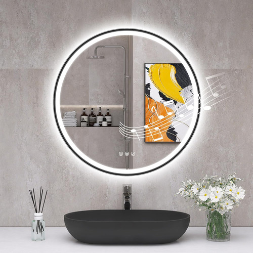 Specchio bagno led nero - 28",