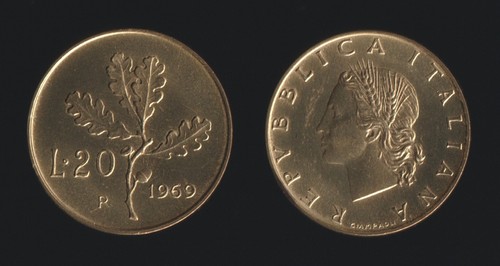 Lire 1969 ramo quercia - 20,