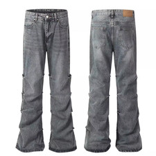 Jeans Blu Larghi a Pieghe