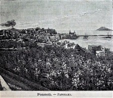 1891:ANTICA STAMPA :Foglio con,POZZUOLI, PANORAMA..P.Premoli,,ETNA.