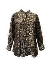 Camicia Donna Marina Rinaldi Marrone Bellezza Con Bottoni Taglia 20W/29 NWT