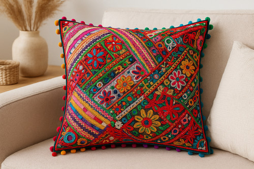 Copricuscino indiano patchwork