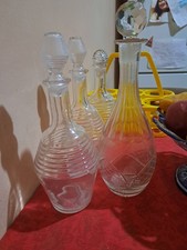 AMPOLLE VINTAGE SET 4 AMPOLLE CON TAPPO BOTTIGLIE PORTALiQUORI IN CRISTALLO 