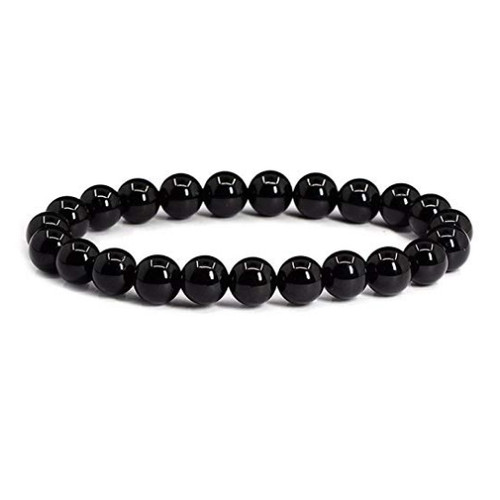 Bracciale con perle 8mm nero - bracciale,