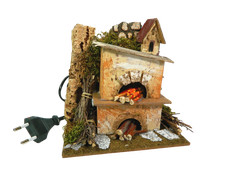 Forno Artigianale Cm 10x15x15h + Luce Effetto Fuoco Fornaio Scenografia Presepe