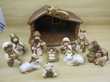Lotto di personaggi per PRESEPE THUN ceramica RE MAGI BUE ASINELLO CAVALLO CASA