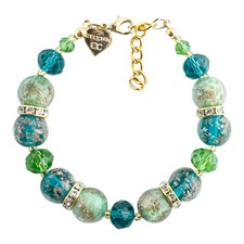 Bracciale In Vetro Di Murano Verde Oro Fatto A Mano Venezia Italia
