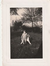 B1 - Foto Photo Fotografia Anni 50 - Bambino con Cavallo a dondolo