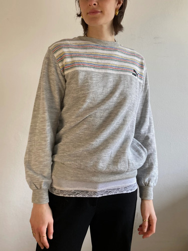 Maglione vintage grigio rigato - maglione,