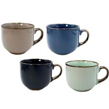 Set 4 Tazze Colazione Mug Cup 500 ml Porcellana Multicolore e Dettagli Oro 631F