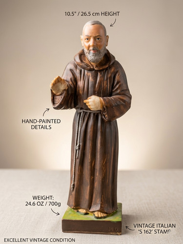 Vintage padre pio statue italy - vintage,