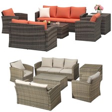 Outsunny Mobili da Giardino 6 Pezzi in Rattan con Divani, Poltrone e Tavoli