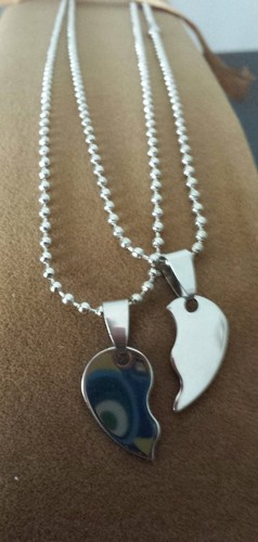 Collana acciaio cuore - cuore, spezzato