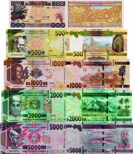 Guinea lotto 5 banconote - lotto,