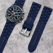 22/23mm per Citizen AT8020 JY8035 JY8078 Cinturino Orologio Gomma Silicone Angelo Blu
