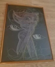 Novella Parigini Gessetti su cartoncino nero - nudo di donna e occhi gatto 