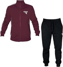 Tuta Diadora Uomo Bordò Taglia XXL Cotone Felpato Tracksuit Sport Tempo Libero