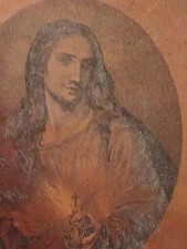 Sacro Cuore Gesù Cristo Matrice Incisa Rame Platemark  Copperplate 1850