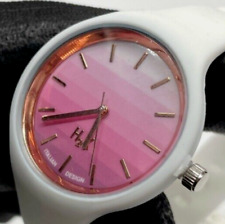 Orologio da Donna e bambini bianco e quadrante rosa con sfumatura e rame firmato