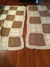 Coppia coperte fatte a mano della nonna plaid, letti, crochet ,uncinetto, lana 