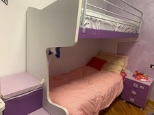 cameretta bambina composta da armadio 6 ante, letto a castello, 2 comodini