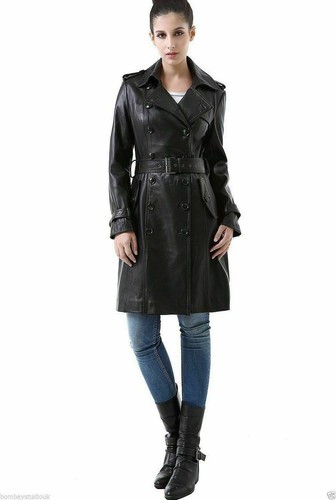 Donna nero pelle cappotto - nero,