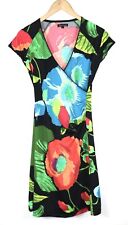 Abito donna estivo King Louie in jersey fantasia floreale elasticizzato nero ...