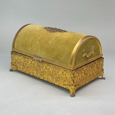 PORTAGIOIE VINTAGE BAULETTO METALLO DORATO TESSUTO STILE LIBERTY - ANNI 50 60 70