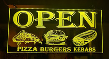 Insegna led Kebabs pizza hamburger da asporto negozio al neon aperto pubblicità venditore UK