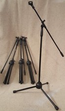 Blocco 4 ASTE MICROFONO Asta Giraffa in metallo Nero + Clip incluse