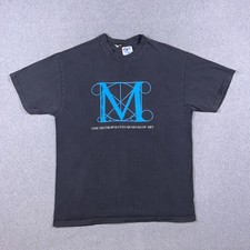 T-shirt vintage Metropolitan Museum of Art uomo grande MET sbiadita nera punto singolo